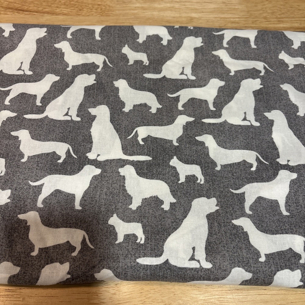 Joann Cotton Fabric 2.5 Yards Dog Print, Gray and White